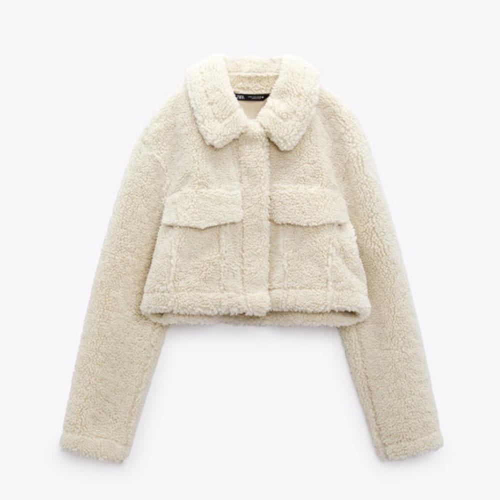 Zara fleece cropped jacket - sherpa- Medium - women